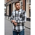 Pánská kostkovaná flanelová košile DX2673 černobílá - FashionStreet