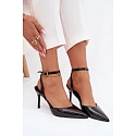 Dámské lakované lodičky LE149P - černé Laretta