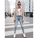 Dámská kožená bunda BADEN TY4336 béžová - FashionStreet