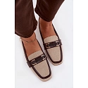 Dámské mokasíny Loafersy H8-515 hnědo-bežové - Evelora