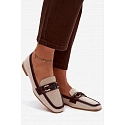 Dámské mokasíny Loafersy H8-515 hnědo-bežové - Evelora
