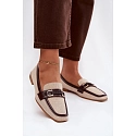 Dámské mokasíny Loafersy H8-515 hnědo-bežové - Evelora