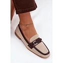 Dámské mokasíny Loafersy H8-515 hnědo-bežové - Evelora