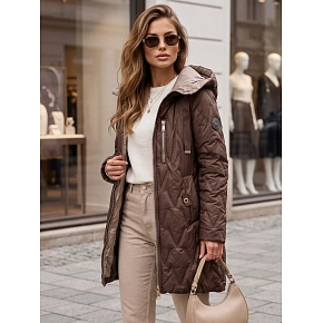 Dámská přechodová bunda s kapucí TY5769 hnědá - FashionStreet Dámská přechodová bunda s kapucí TY5769 hnědá - FashionStreet