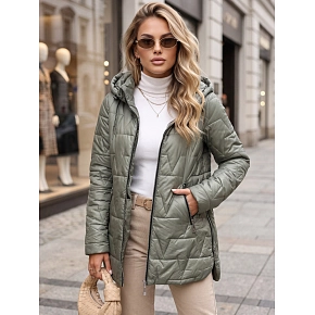 Dámská prošívaná bunda s odnímatelnou kapucí TY5794 zelená - FashionStreet Dámská prošívaná bunda s odnímatelnou kapucí TY5794 zelená - FashionStreet