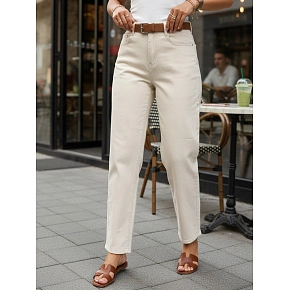 Dámské džíny s vysokým pasem UY3057 krémové - FashionStreet Dámské džíny s vysokým pasem UY3057 krémové - FashionStreet