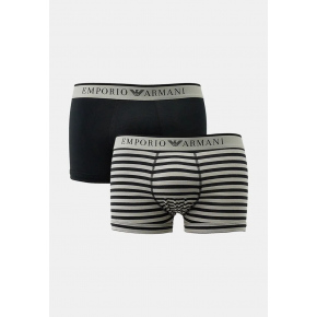 Pánské boxerky 2Pack 111210 4R542 černé/proužek - Emporio Armani