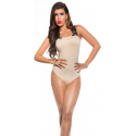 Dámské sexy body s háčkovanými ramínky a kamínky 9172 Béžová s černou - KouCla