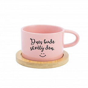 DNES BUDE SKVĚLÝ DEN - růžový hrníček makronka 200 ml