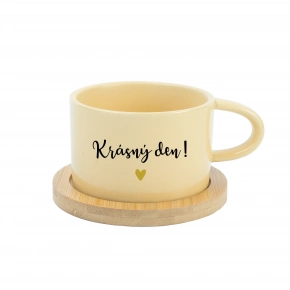 KRÁSNÝ DEN! - žlutý hrníček makronka 200 ml