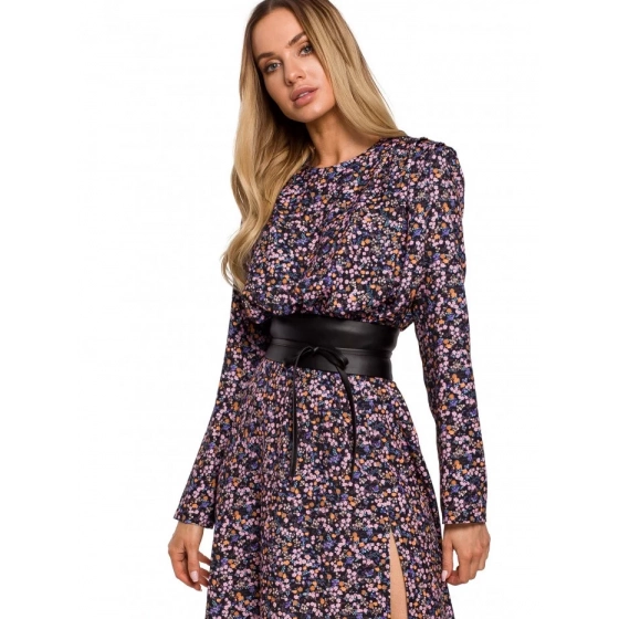 Dámský opasek z umělé kůže na zavazování M636 černý - MOE