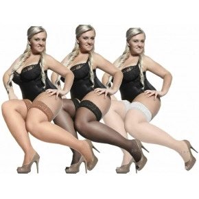 Dámské samodržící punčochy Bella Size++ 15 den bílá - Adrian