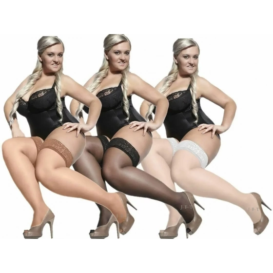 Dámské samodržící punčochy Bella Size++ 15 den bílá - Adrian