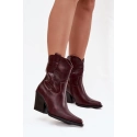 Dámské kotníkové boty na podpatku D8271 Vínová - Sweet Shoes