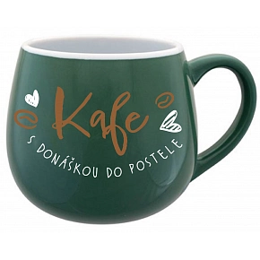 KAFE S DONÁŠKOU DO POSTELE - zelený keramický hrníček 300 ml KAFE S DONÁŠKOU DO POSTELE - zelený keramický hrníček 300 ml