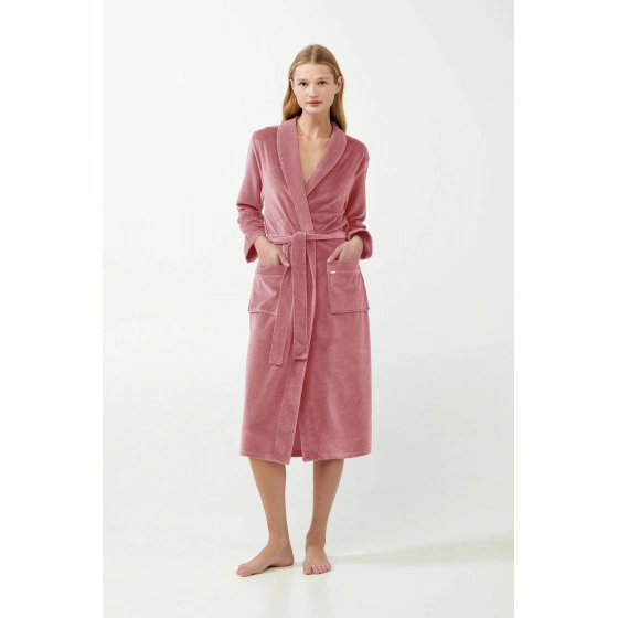 Dámský sametový župan 21143 Pudr růžová - Vamp
