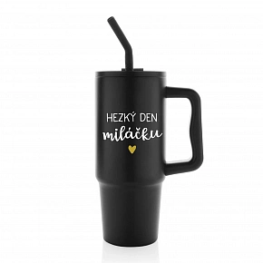 HEZKÝ DEN MILÁČKU - černý cestovní termohrnek 900 ml HEZKÝ DEN MILÁČKU - černý cestovní termohrnek 900 ml
