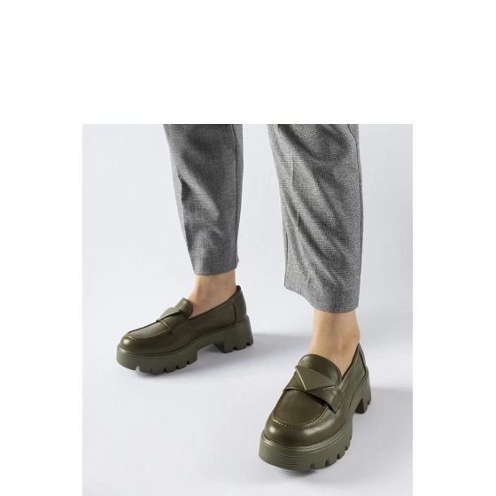 Dámské mokasíny 100-353 Khaki tmavě zelená - Solea