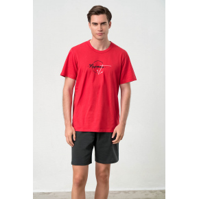 Pánské pyžamo s krátkým rukávem 70010 Červeno černá - Vamp