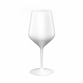 Bílá nerozbitná plastová sklenice na víno 470 ml