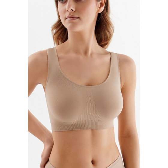 Dámská bezešvá podprsenka Top tank Seamless S103 Béžová - Gabriella