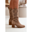 Ažurové kozačky RMR2337 hnědé - Step in style