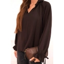 Dámská blůza z viskózy tmavě hnědá - FPrice