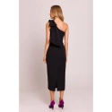 Dámské  šaty na jedno rameno s mašlí M847 černé -  Moe