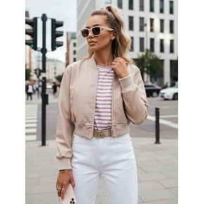 Dámská kožená bunda bomber SANTOL TY4339 béžová - FashionStreet