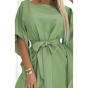 Dámské šaty se zavazováním v pase SOFIA 287-27 Olivová - Numoco