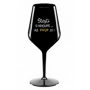 ŠTĚSTÍ SI NEKOUPÍŠ...ALE VÍNO JO! - černá nerozbitná sklenice na víno 470 ml