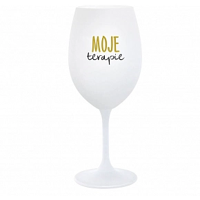 MOJE TERAPIE - bílá  sklenice na víno 350 ml