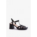 Sandály na podpatku C-146 černé - Step in style