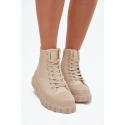 Dámské zateplené kotníkové tenisky na platformě SS274535 Světle béžová - Big Star