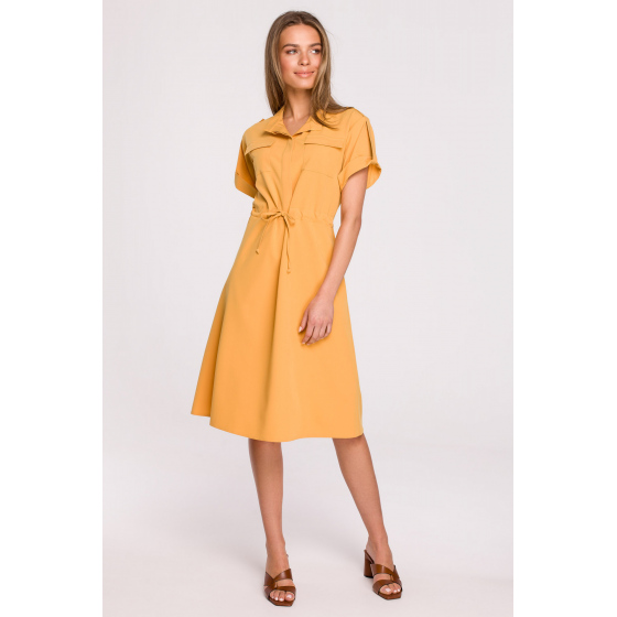 Dámské košilové šaty Yellow S298 - Stylove