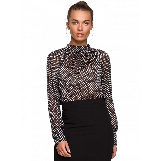 Dámská šifonová halenka S235 - model 1 Černo-bílá - Stylove