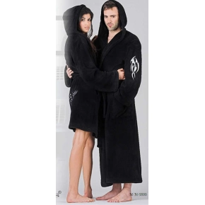 Dlouhý župan s kapucí unisex 3630 9999 Tribal Černá - Vestis