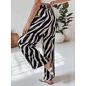 Dámské pruhované kalhoty se širokými nohavicemi ZEBRAVIBE UY2653 béžovo-černé - FashionStreet 