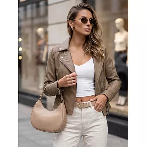 Dámská kožená bunda ve stylu Ramones TY5712 béžové - FashionStreet 