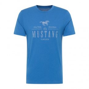 Pánské tričko Alex C Print M 1013536/5234 modrá - Mustang