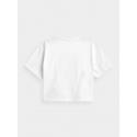 Dámský crop top s potiskem H4Z21-TSD029 10S Bílá s černou - 4F