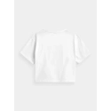 Dámský crop top s potiskem H4Z21-TSD029 10S Bílá s černou - 4F