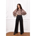 Dámská saténová halenka BLU0194 hnědá - Roco Fashion