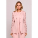 Dámské sako s krajkovými rukávy M865 Pudr růžová - MOE