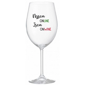 NEJSEM ONLINE JSEM ONWINE - čirá sklenice na víno 350 ml