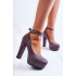 Dámské lodičky na podpatku s platformou JM6057 tmavě šedá - Sweet Shoes