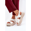 Dámské sandály na platformě 5227 Ecru s béžovou - Ideal shoes