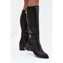 Dámské kozačky na podpatku 58589 Černá - VINCEZA