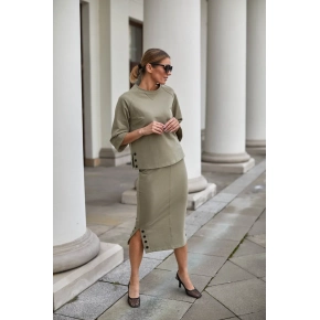 Sukně a halenka M329  model 159545 khaki - La Aurora