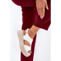 Dámské sandály na platformě 5227 Ecru s béžovou - Ideal shoes